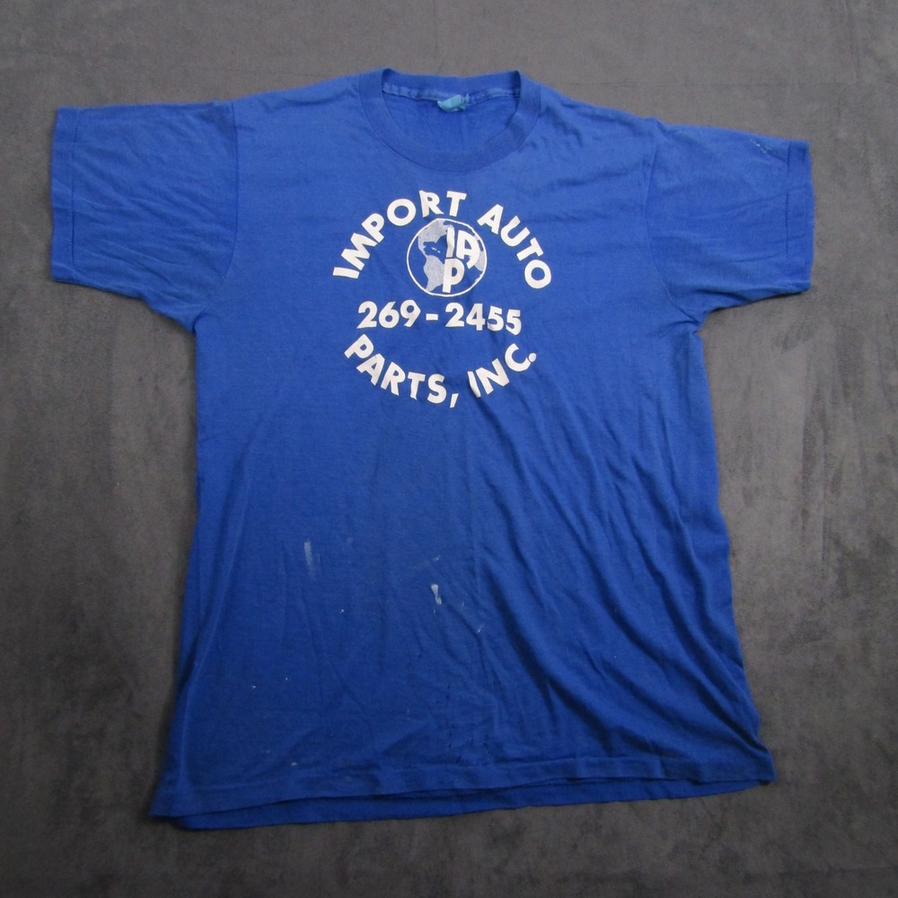 Screen Stars T-Shirt Mens XL Blue Import Auto Parts Vintage Single Stitch Tee